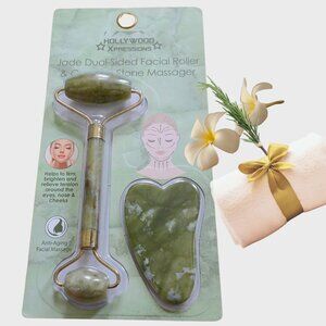 Jade face facial roller Dual Sided with Gua Sha Stone Massager